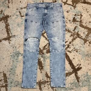 G Star Raw 5620 3D Zip Knee Skinny Jeans Size 36x33 Light Wash Streetwear